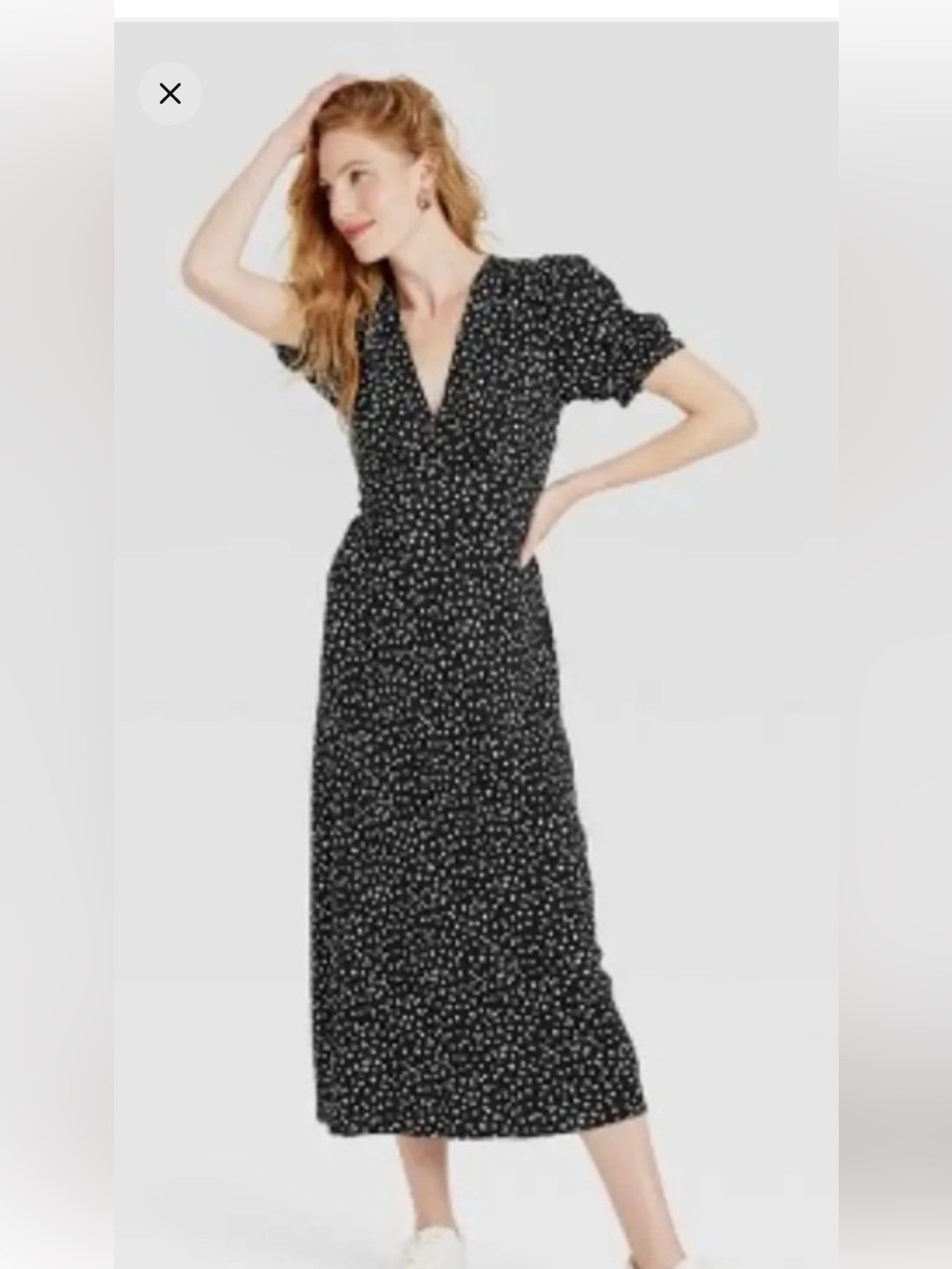 A New Day Black and white hearts V-Neck Midi Dress